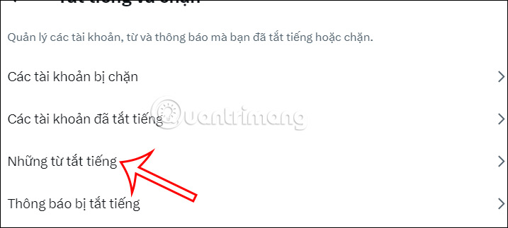 Chọn từ cần chặn Twitter PC