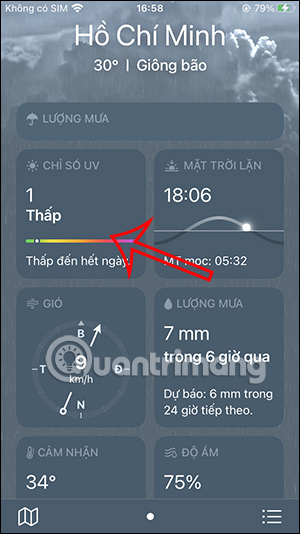 Xem thông tin UV trên iPhone