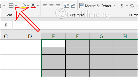 Chỉnh đường viền trong Excel 