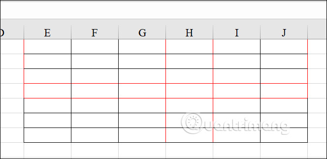 Tạo màu đường viền trong Excel 