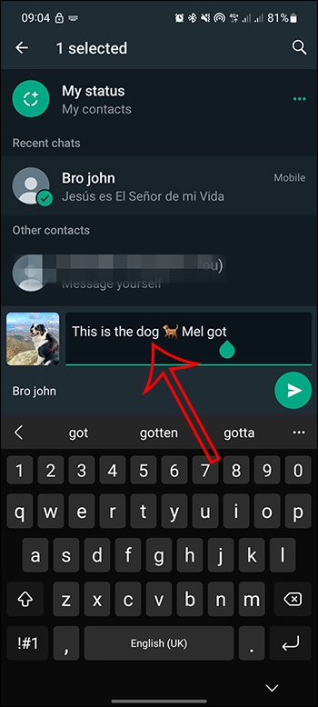 Thay chú thích ảnh WhatsApp