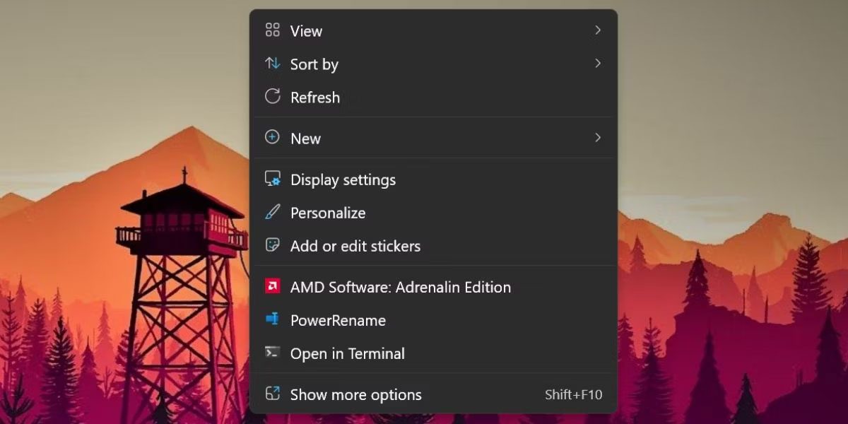 Mở Display Settings trong menu ngữ cảnh trên desktop