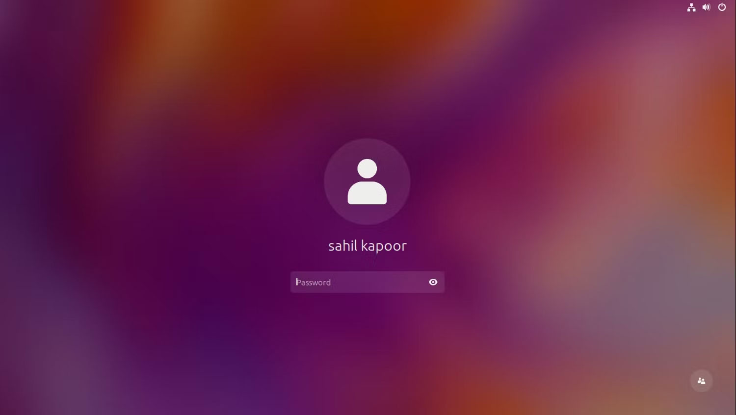 Màn hình khóa GNOME 44 với tên người dùng