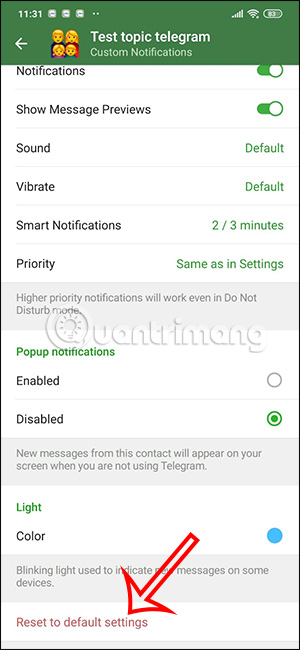 Quay về cài đặt mặc định topic