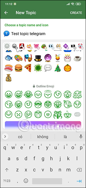 Chọn icon cho topic Telegram