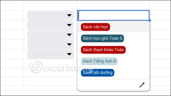 Trình đơn thả xuống trong Google Sheets