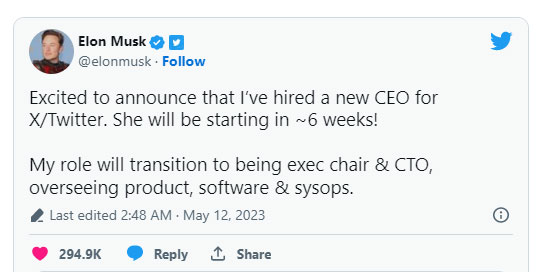 Elon Musk tim được CEO mới cho Twitter