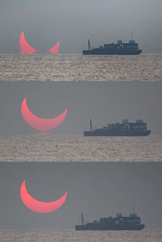 Khoảnh khắc ấn tượng khi mặt trăng che mặt trời 