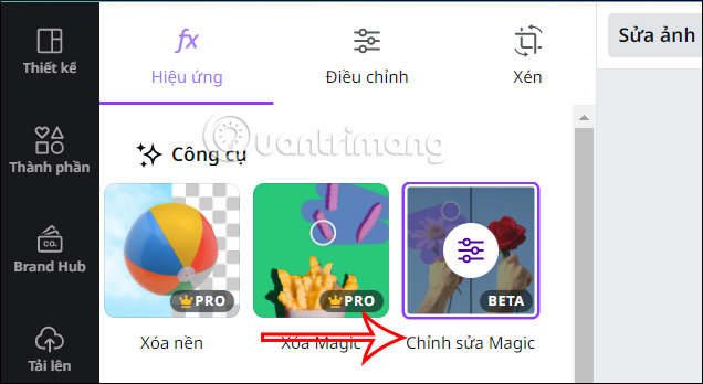 Chỉnh sửa Magic trên Canva 
