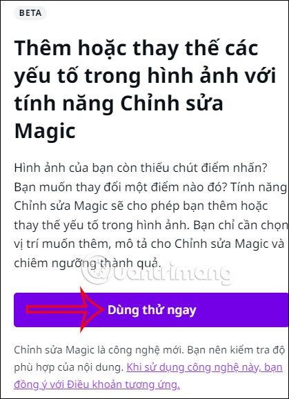 Dùng chỉnh sửa Magic trên Canva 