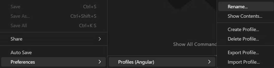Đổi lại tên profile