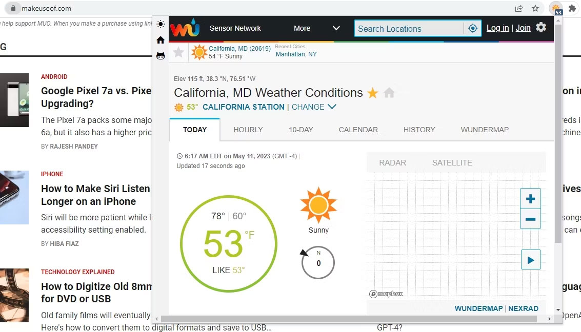 Kiểm tra thời tiết trên Weather Forecast của Chrome