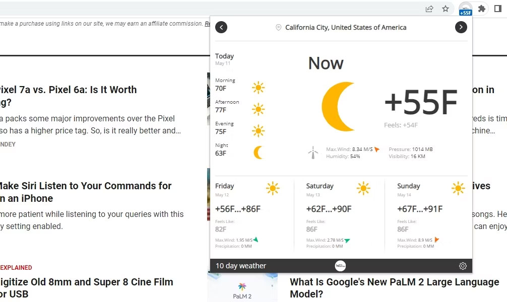 Tiện ích mở rộng World Weather của Chrome