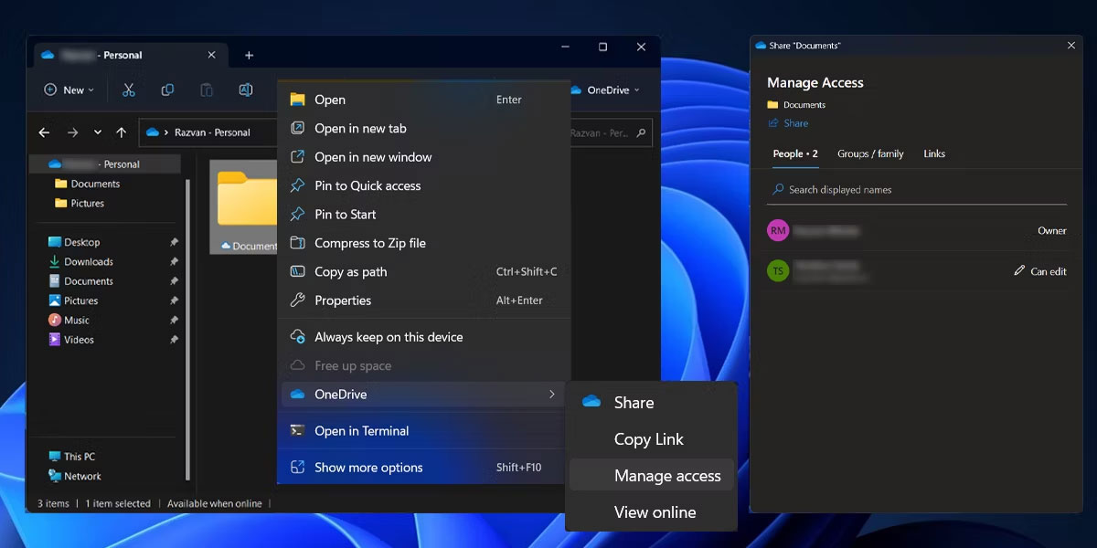 Kiểm tra quyền đối với file OneDrive