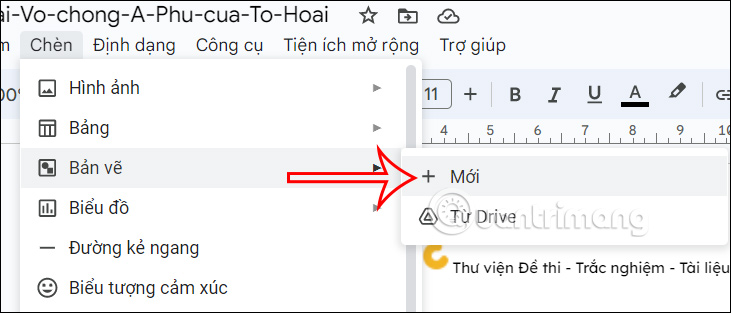 Tạo bản vẽ trên Google Docs