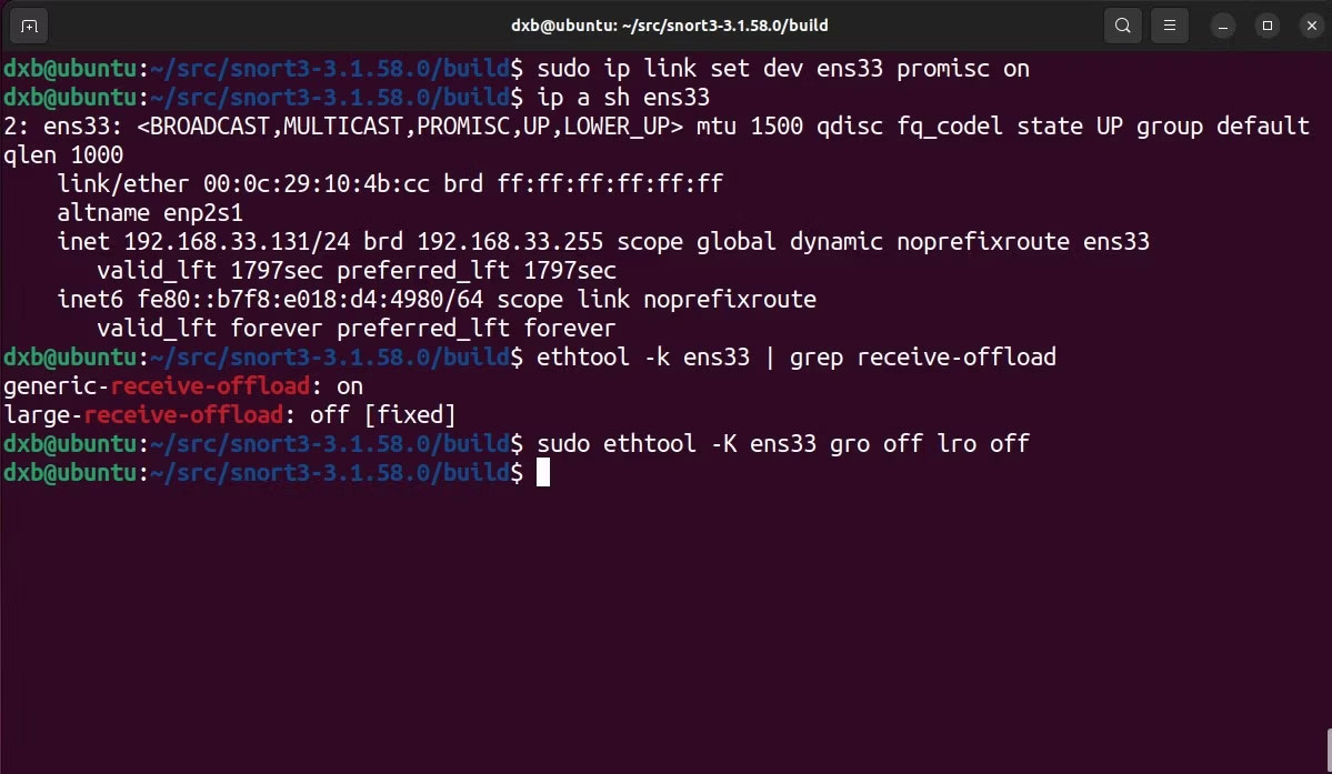 Cấu hình interface mạng cho snort