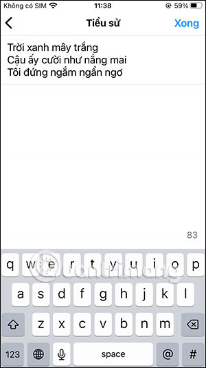 Điền thông tin Instagram bio