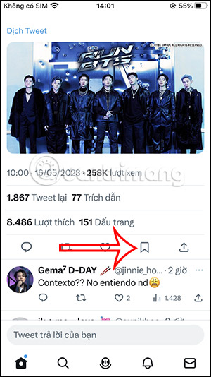 Bookmark trong Twitter