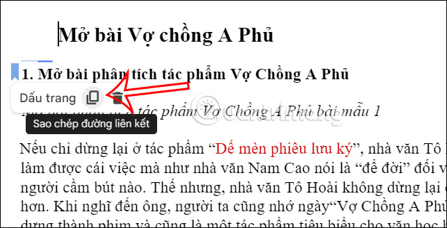 Biểu tượng bookmark trong Google Docs