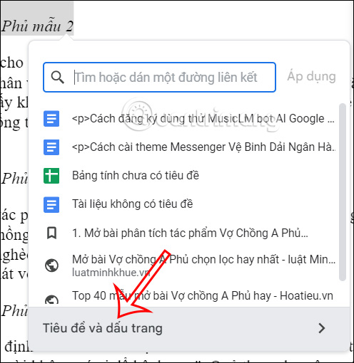 Tạo link liên kết trong Google Docs