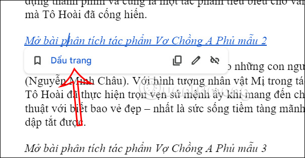 Tạo link tới bookmark trong Google Docs