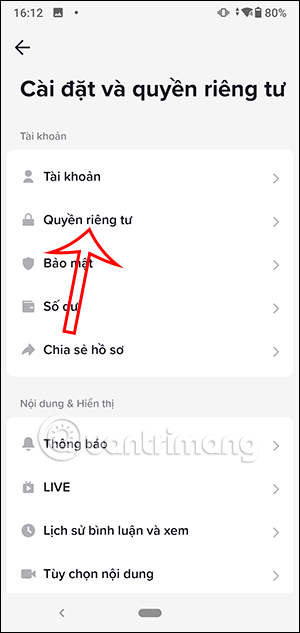Quyền riêng tư trên TikTok