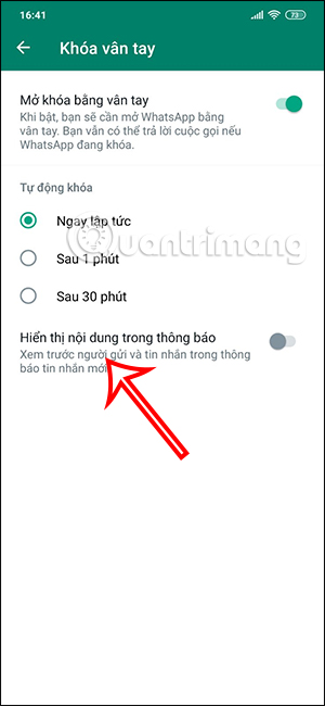 Tắt hiện thông báo tin nhắn WhatsApp
