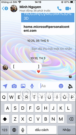 Giao diện nhắn tin trên Messenger
