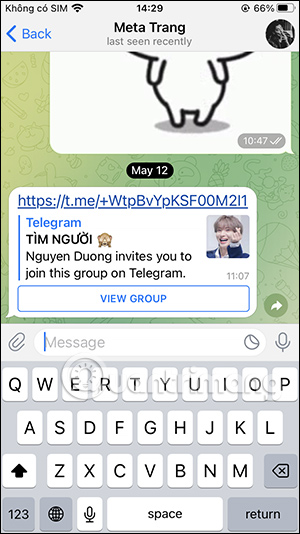 Giao diện nhắn tin trên Telegram
