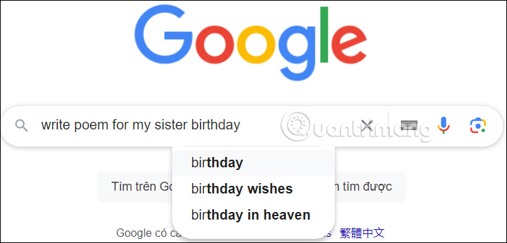 Tìm kiếm nội dung trên Google bằng tiếng Anh