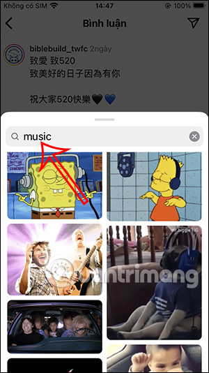 Tìm kiếm ảnh gif trên Instagram
