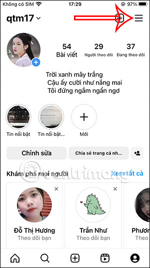 Tùy chỉnh Instagram