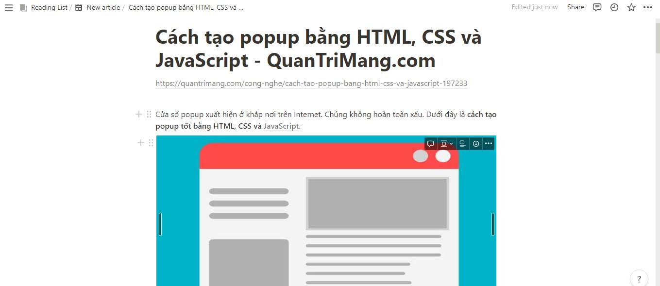 Trang web trong Notion Web Clipper