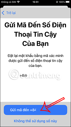 Gửi mã xác minh tới số điện thoại
