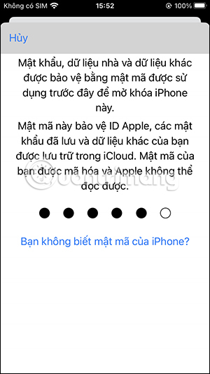 Nhập mật khẩu mở khóa iPhone