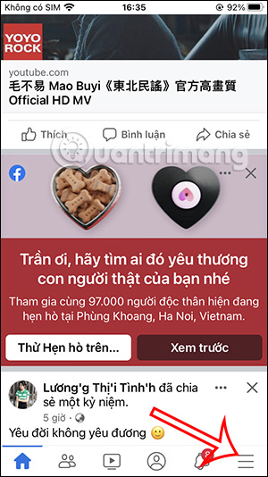 Tùy chọn Facebook