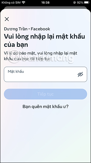 Nhập mật khẩu Facebook