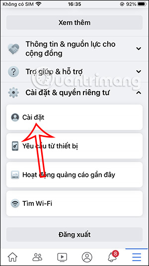 Cài đặt Facebook