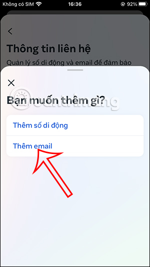 Thêm email Facebook