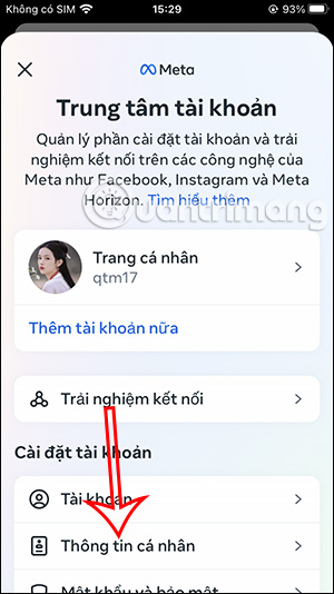 Thông tin tài khoản Instagram