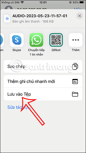 Lưu tin nhắn âm thanh vào Tệp