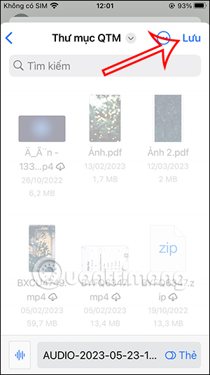 Lưu file âm thanh trong Tệp 