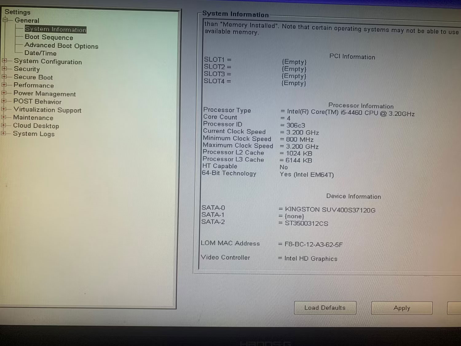 Kiểm tra thông tin thiết bị trong BIOS
