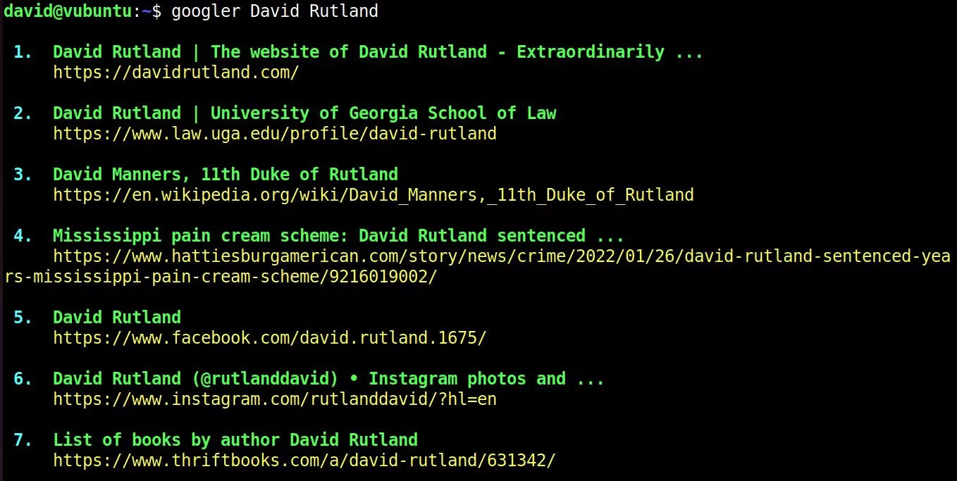 Kết quả tìm kiếm Googler cho David Rutland