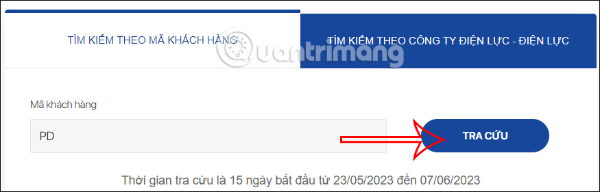 Nhập mã khách hàng trong hóa đơn 