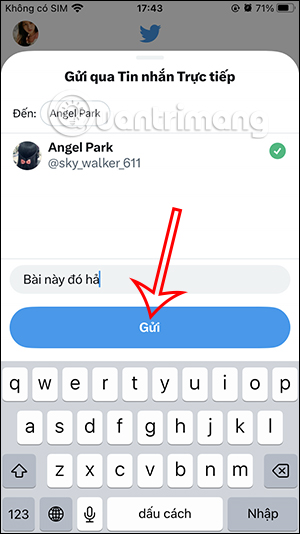 Gửi tin nhắn Twitter