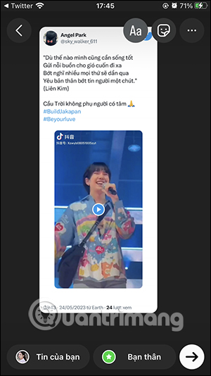Đăng Instagram Story tweet trong Twitter