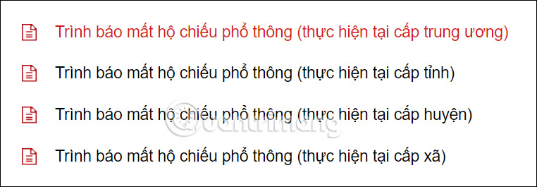 Trình báo mất hộ chiếu Phổ thông (thực hiện tại cấp trung ương)
