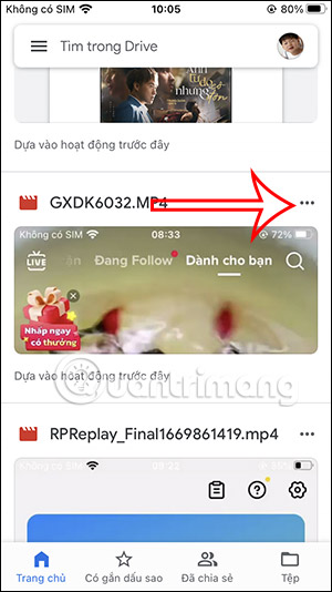 Tùy chọn file trên Google Drive