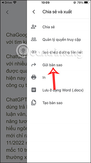 Gửi bản sao tập tin Google Drive